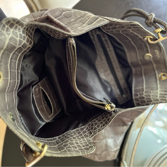 Lederer Paris embossed leather handbag in Grey. - Picture 4 of 11